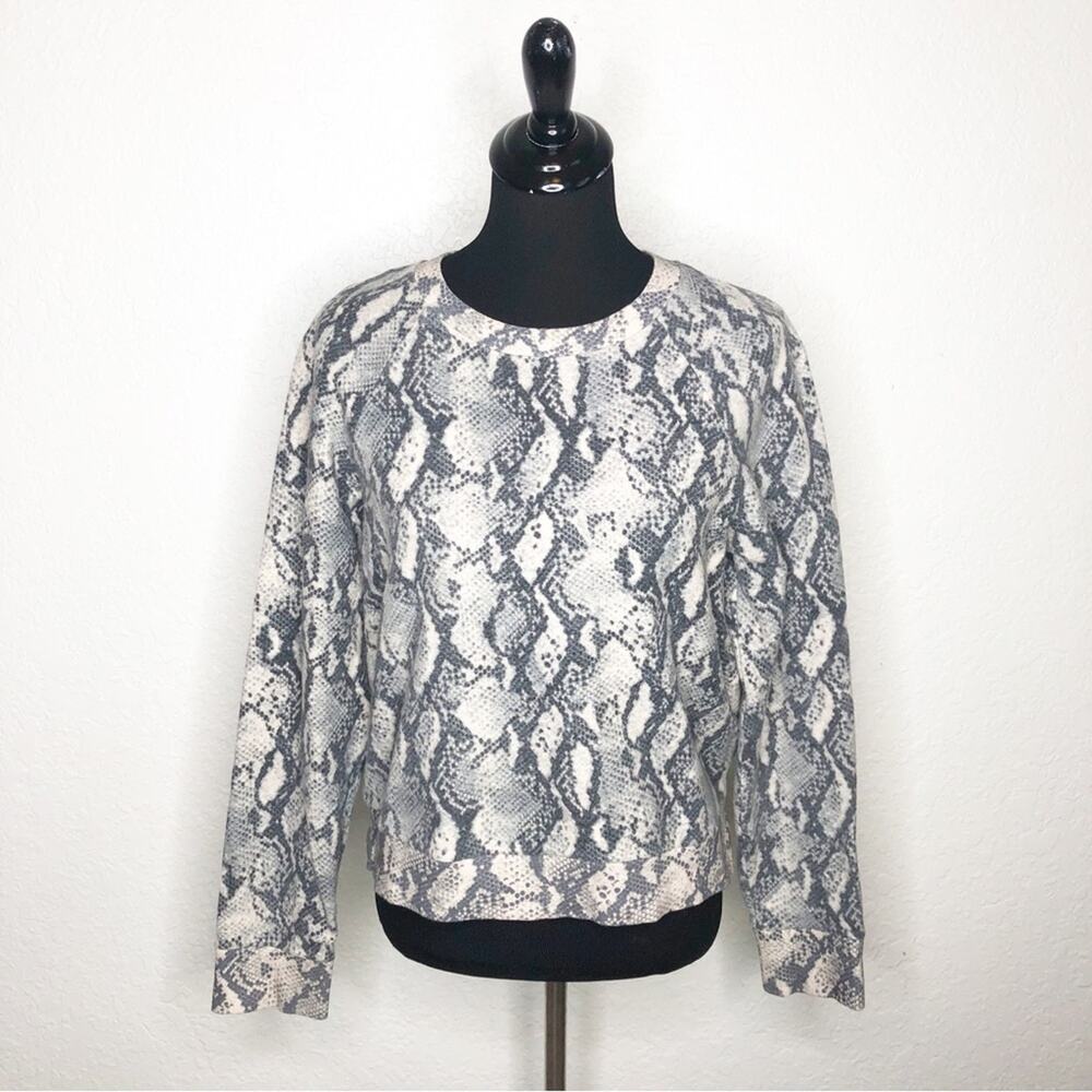 PAIGE cream gray snake python print sweatshirt kn… - image 1